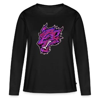 Wolf Kopf Wolfskopf Tattoo Graffiti Pink - Frauen Premium Bio Langarmshirt - Schwarz - Vorne - Julia (174cm)