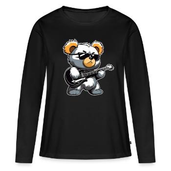 Ours en peluche Heavy Metal avec guitare électrique - T-shirt manches longues Premium bio Femme - noir - Devant - Julia (174cm)