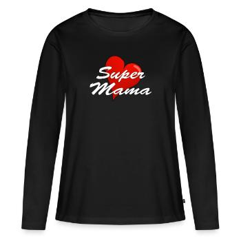 Super maman - T-shirt manches longues Premium bio Femme - noir - Devant - Julia (174cm)