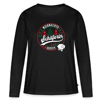 Schäferin Weihnachten Schäferei XMAS Outfit - Frauen Premium Bio Langarmshirt - Schwarz - Vorne - Julia (174cm)