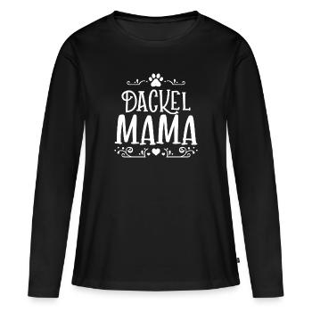 Dackel Mama Typografie für Kurzhaardackel, Rauhaar - Frauen Premium Bio Langarmshirt - Schwarz - Vorne - Julia (174cm)