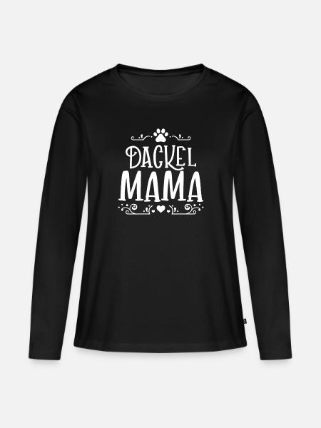 Dackel Mama Typografie für Kurzhaardackel, Rauhaar - Frauen Premium Bio Langarmshirt - Schwarz