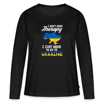Ukraine Thérapie Kiev drapeau ukrainien cadeau - T-shirt manches longues Premium bio Femme - noir - Devant - Julia (174cm)
