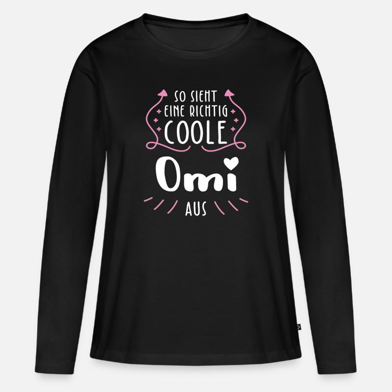 So Sieht Eine Richtig Coole Omi Aus - Frauen Premium Bio Langarmshirt - Schwarz