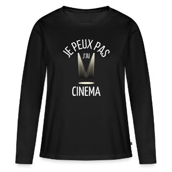 JE PEUX PAS J AI CINEMA - T-shirt manches longues Premium bio Femme - noir - Devant - Julia (174cm)