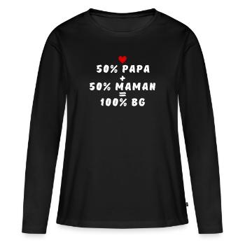 50 papa + 50 maman = 100 Bg - T-shirt manches longues Premium bio Femme - noir - Devant - Julia (174cm)