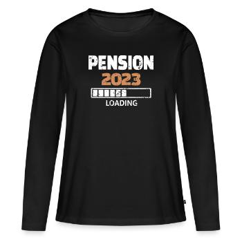 Pension 2023 Loading - Frauen Premium Bio Langarmshirt - Schwarz - Vorne - Julia (174cm)