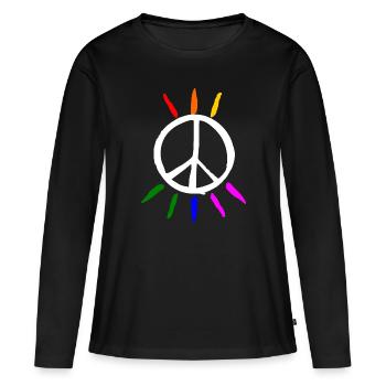 Peace - T-shirt manches longues Premium bio Femme - noir - Devant - Julia (174cm)
