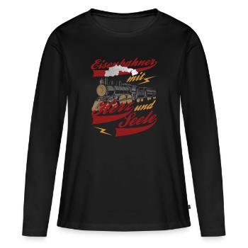 Eisenbahn Eisenbahner Vintage - Frauen Premium Bio Langarmshirt - Schwarz - Vorne - Julia (174cm)