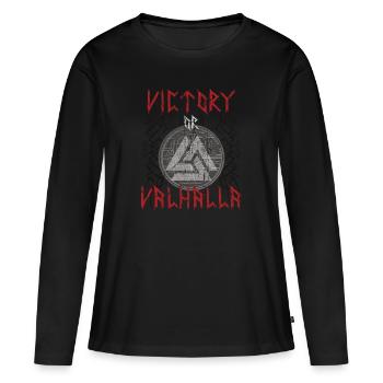 Wikinger Walhalla nordische Mythologie - Frauen Premium Bio Langarmshirt - Schwarz - Vorne - Julia (174cm)