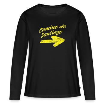 Chemin de Saint-Jacques-de-Compostelle - T-shirt manches longues Premium bio Femme - noir - Devant - Julia (174cm)