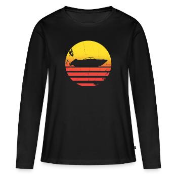 Motorboot - Frauen Premium Bio Langarmshirt - Schwarz - Vorne - Julia (174cm)