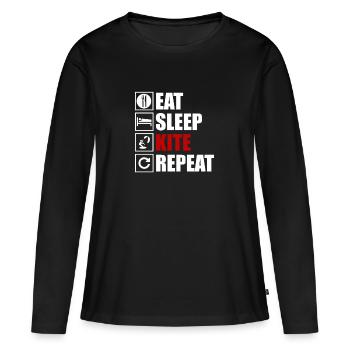 kite - Women's Premium Organic Long Sleeve Shirt - black - Front - Julia (174cm)
