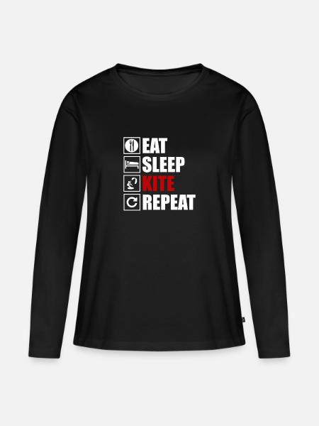 Kite - Frauen Premium Bio Langarmshirt - Schwarz