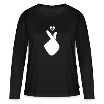 Corée du Sud - T-shirt manches longues Premium bio Femme - noir - Devant - Julia (174cm)