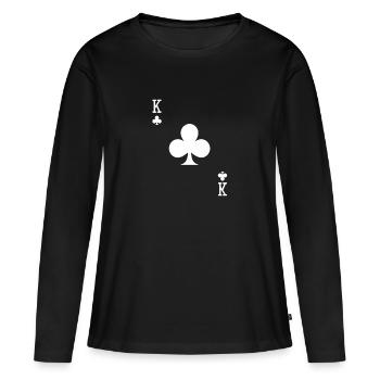 Roi croisé - T-shirt manches longues Premium bio Femme - noir - Devant - Julia (174cm)