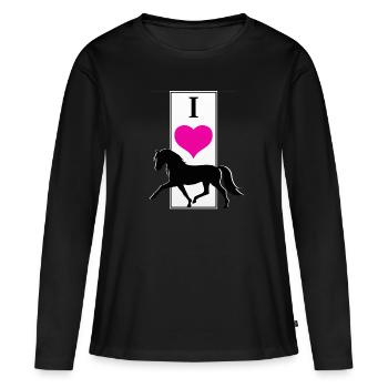 Cheval Cheval Équitation Poney Western Shirt - T-shirt manches longues Premium bio Femme - noir - Devant - Julia (174cm)
