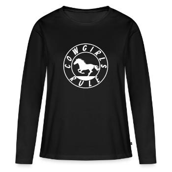 Cowgirls Western Équitation Chevaux Équitation Filles - T-shirt manches longues Premium bio Femme - noir - Devant - Julia (174cm)