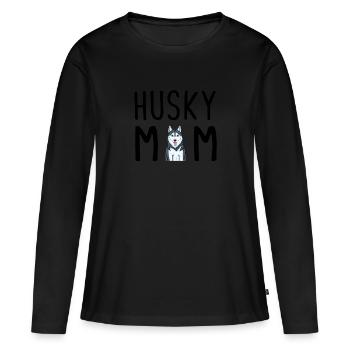 Husky Mama Siberian Husky Mom - Frauen Premium Bio Langarmshirt - Schwarz - Vorne - Julia (174cm)