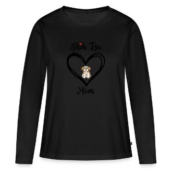 Shih Tzu Maman avec cœur Shih Tzu Mama - T-shirt manches longues Premium bio Femme - noir - Devant - Julia (174cm)