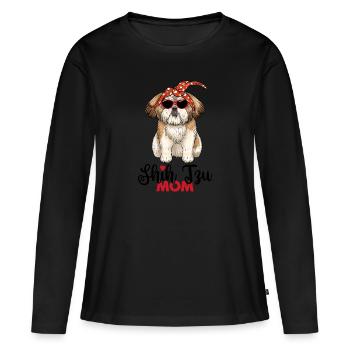 Shih Tzu Mom Shih Tzu Mama - Women's Premium Organic Long Sleeve Shirt - black - Front - Julia (174cm)
