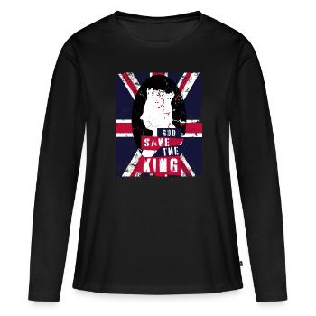 Dieu protège le roi - T-shirt manches longues Premium bio Femme - noir - Devant - Julia (174cm)