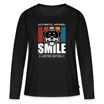 Smile - Women's Premium Organic Long Sleeve Shirt - black - Front - Julia (174cm)