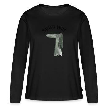Saluki Mom - T-shirt manches longues Premium bio Femme - noir - Devant - Julia (174cm)