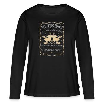 Infirmière Infirmière - T-shirt manches longues Premium bio Femme - noir - Devant - Julia (174cm)