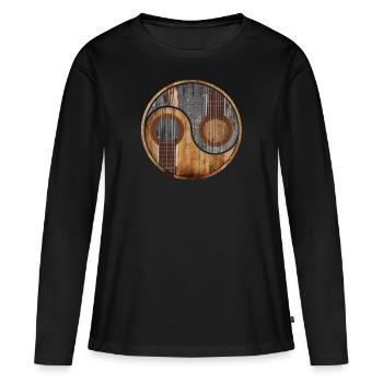 Guitare Ying Yang - T-shirt manches longues Premium bio Femme - noir - Devant - Julia (174cm)