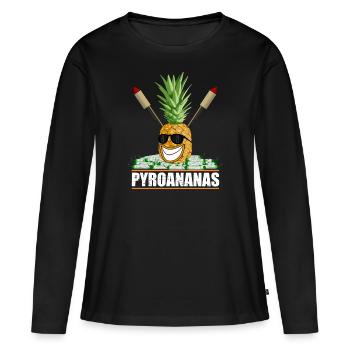 Pyro Ananas Feuerwerk - Frauen Premium Bio Langarmshirt - Schwarz - Vorne - Julia (174cm)