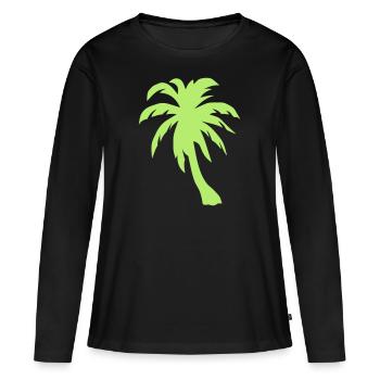 palmier arbre palmiers - T-shirt manches longues Premium bio Femme - noir - Devant - Julia (174cm)