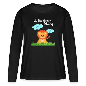 Mamas Liebling Löwe - Frauen Premium Bio Langarmshirt - Schwarz - Vorne - Julia (174cm)