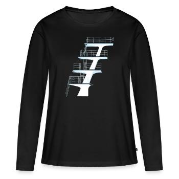 tour de plongée piscine extérieure - T-shirt manches longues Premium bio Femme - noir - Devant - Julia (174cm)
