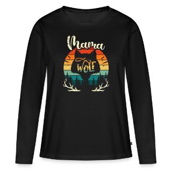 Mama Wolf -Rudel Muttertag Mutter Geschenk Familie - Frauen Premium Bio Langarmshirt - Schwarz - Vorne - Julia (174cm)