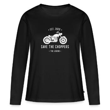 Save the Choppers - The Legend - blanc - T-shirt manches longues Premium bio Femme - noir - Devant - Julia (174cm)