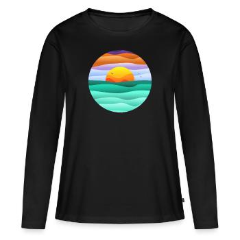 kreisförmiger Sonnenuntergang - Frauen Premium Bio Langarmshirt - Schwarz - Vorne - Julia (174cm)