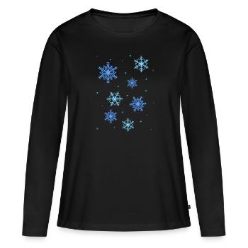 Étoiles de neige, cristaux de glace - T-shirt manches longues Premium bio Femme - noir - Devant - Julia (174cm)