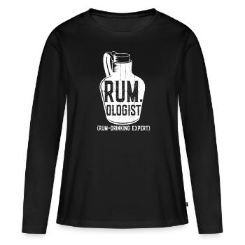 Rum Experte genannt der rum ologist - Liquor - Frauen Premium Bio Langarmshirt - Schwarz - Vorne - Julia (174cm)