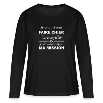 Je dois accomplir ma mission - T-shirt manches longues Premium bio Femme - noir - Devant - Julia (174cm)