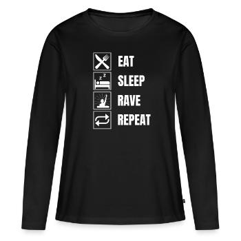 Eat, sleep Rave Raving Lustig - Women's Premium Organic Long Sleeve Shirt - black - Front - Julia (174cm)