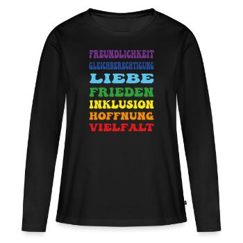 regenbogen csd diversity - Frauen Premium Bio Langarmshirt - Schwarz - Vorne - Julia (174cm)