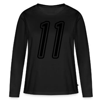 11 Numéro de numéro - T-shirt manches longues Premium bio Femme - noir - Devant - Julia (174cm)
