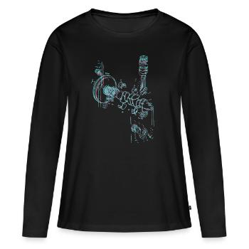 vis, dessin, tournevis, vis, bleu - T-shirt manches longues Premium bio Femme - noir - Devant - Julia (174cm)