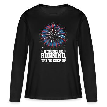 Pyrotechnie Feux d’artifice Pyrotechnie - T-shirt manches longues Premium bio Femme - noir - Devant - Julia (174cm)