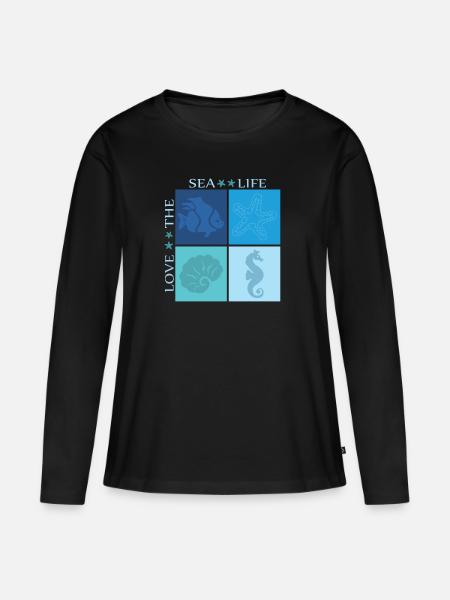 Leben im Meer - Frauen Premium Bio Langarmshirt - Schwarz