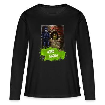 Weird Nation 90s Vintage Skater Design de mode - T-shirt manches longues Premium bio Femme - noir - Devant - Julia (174cm)