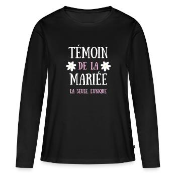 témoin de la mariée humour mariage femme drole - T-shirt manches longues Premium bio Femme - noir - Devant - Julia (174cm)