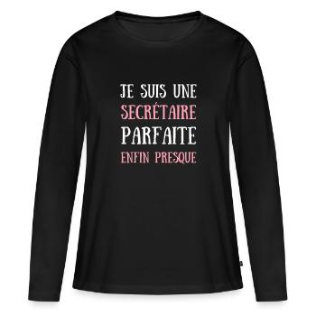 secrétaire parfaite humour secrétariat femme drole - T-shirt manches longues Premium bio Femme - noir - Devant - Julia (174cm)