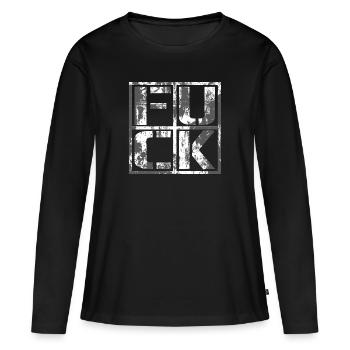 FUCK - Grunge Logo - T-shirt manches longues Premium bio Femme - noir - Devant - Julia (174cm)